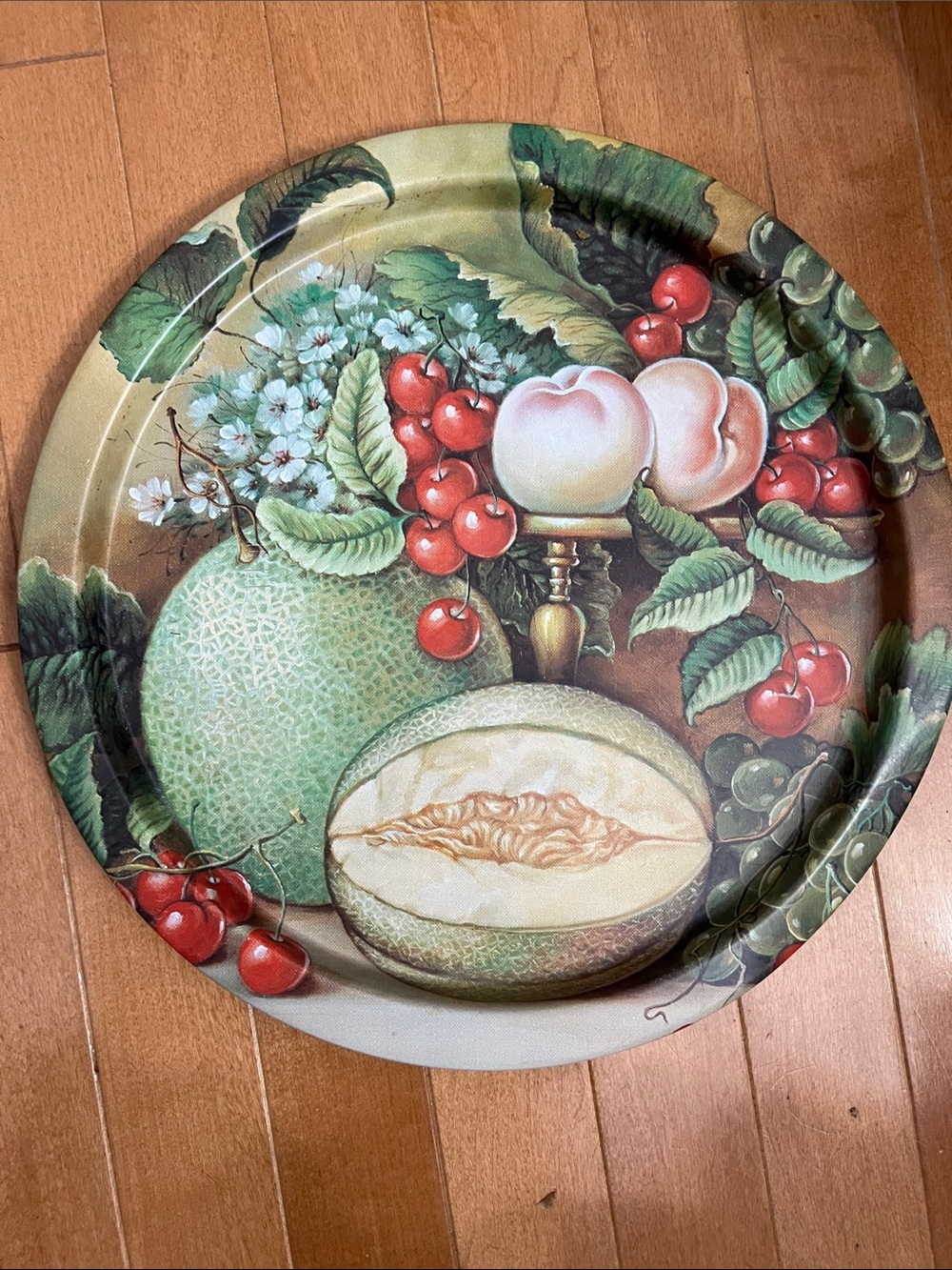 Decorative Fruit Print Serving Tray - Green/Red